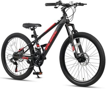 Glerc 24 Inch Kids Bike, Kids Mountain Bike for Boys and Girls Ages 9-14, 21-Speed Skyline Bicycle with Front Suspension and Disc Brakes, Black