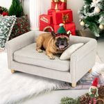 dCee Medium Pet Sofa - Dog Sofa, Holds 70 Lbs, 33 in. Airy Woven Pet Couch for Comfort Sleep and Joint Support, Light Grey