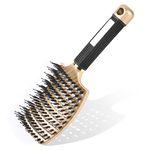 URAQT Hair Brush, Boar Bristle Paddle Hairbrush for Women, Soft Massage Hair Comb, Detangle Hair Brush for Long Thick Curly Hair, Reducing Hair Breakage and Frizzy