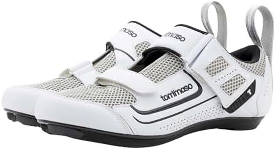 Tommaso Veloce 100 Triathlon & Peloton Shoes for Men—Pro Athletic Road Cycling Shoes—Install Your Own Cleats to Ride with Peloton or Other Road Bikes—White—Size 10.5US—44EU