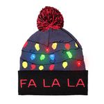 Windy City Novelties LED Light-up Knitted Ugly Sweater Holiday Xmas Christmas Beanie - 3 Flashing Modes (FA La La Beanie)