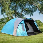 BlueWood Dome Camping Tent for 3-4 Person - Double Layer, Lightweight Holiday Family Camping and Hiking Tent with Sewn-in Groundsheet, Waterproof, Standard, Blue