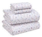 RUVANTI Flannel Sheets Full Size - 100% Cotton Double Brushed Bed Sheets Set, Deep Pockets 16 Inches, All Seasons Breathable & Extra Soft Full Sheets, Warm & Cozy, 4 Piece, Navlight