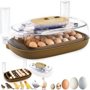 Ploomi 24 Eggs Incubator with Auto Water Refill & Humidity Control, Automatic Egg Turner, Built-in LED Candler, Species Pre-Programs for Chicken Duck Quail Turkey - Beginner Friendly