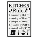 CREATCABIN Kitchen Rules Tin Sign Vintage Funny Metal Wall Decor Decoration Art Mural Hanging Iron Painting for Home Garden Bar Pub Kitchen Living Room Office Garage Poster Plaque 12 x 8inch