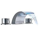 Aquafaucet Led Waterfall Widespread Bathroom Sink Faucet Chrome Two Handles