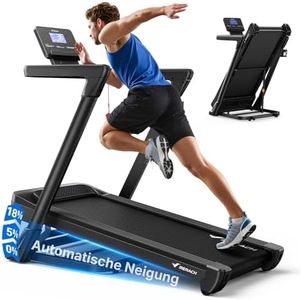 MERACH Laufband Für Zuhause mit Steigung, 18% Automatische Neigung, 1-14km/h Laufband Klappbar, 3.5HP Walking Pad, Treadmill for Home Max 159KG, 46 * 120CM, Laufbänder APP mit 12 Trainingsprogrammen