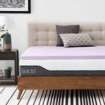 LUCID 2 Inch Lavender Infused Memory Foam Mattress Topper - Ventilated Design - Queen Size Purple