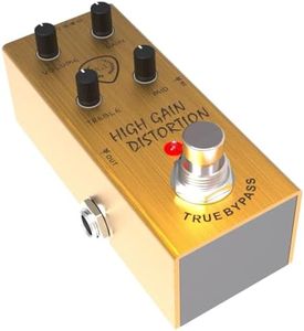 PGL High Gain Distortion Effect Pedal For Electric Guitar, TRUE BYPASS, Four Controls: Volume, Gain, Treble, Mid - 2 Adhesive Pads Included - (GP-HGD-01)
