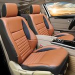 AUTOXYGEN Car PU Leather Luxury seat Cover Front & Rear Accessories for Innova (Tan & Black, 1013)