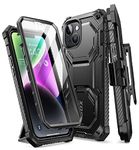 i-Blason iPhone 14 (2022) / iPhone 13 (2021) 6.1 inch Case with Built-in Screen Protector, Kickstand Belt Clip [Armorbox] 360 Degree Shockproof Protection (Black)