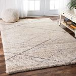 AZAAN CARPETS Handwoven 3D Texture Super Soft Shag Area Rug Carpet, 9X12 Feet -Colour Lbeige-Cross,