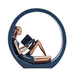 Tongdejing Resin Figurine Reading Girl Lady Figurine Ornament, Girl Reading Figurine Circle Resin Figurine Reading a Book Girl Reading Sculpture for Library Office Gifts(size:8.07 * 8.07inch)