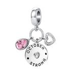 OutstandLong October Birthday Teardrop Birthstone Heart Charms Bead for Grandma Pandora Snake Chain Bracelets Women