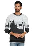 eWools Men's Winterwear Woolen Animal Print Cardigans Sweaters (Black, 2XL)