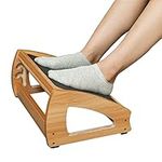 StrongTek Adjustable Under Desk Footrest, Ergonomic Foot Rest for Under Desk with 3 Height Position, Wooden Foot Stool Under Desk with Anti-Slip Surface, Adjustable Foot Stool for Home Office, Natural