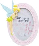 Happy Homewares Peter Pan Tinkerbell Pink Resin Oval Photo Frame 4" x 6" - A Beautiful Gift for a Child's Bedroom - Officially Licensed