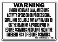 Montana Equine Sign Activity Liability Warning Statute Horse Farm barn Stable