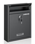 Uniclife Wall Mount Mailbox - Locking Large Mailbox with Key Lock, Secure Steel Cash Drop Box for Home, Black