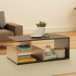 Green Soul Allure Engineered Wood Coffee Table (Gold Cherry) | Center Table for Living Room in Suede Finish | 1 Surface Top, 2 Shelves | Warranty Protected| Installation Provided