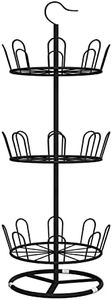 Revolving Shoe Rack Iron Shoe Tree Rack,Standing Circular Shoe Rack Rotating Shoe Rack,Spinning Round Shoe Organizer Rack (Black, 3-Layer)