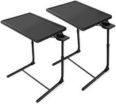 Adjustable TV Tray Table - TV Dinner Tray on Bed & Sofa, Comfortable Folding Table with 6 Height & 3 Tilt Angle Adjustments by HUANUO (2 pack)