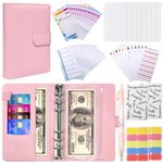 Budget Binder, A6 Budget Binder with Cash Envelopes & Expense Budget Sheets, Money Organizer with Cash Envelopes for Budgeting and Saving Money (Pink)