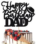 Crseniny Happy Birthday Dad Cake Topper，Black Glitter Father Birthday Cake Topper，Love Father Best Dad Party Cake Decorations，Birthday Party Father's Day Party Cake Decoration Supplies (Dad)