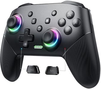 VOYEE Switch Controllers Wireless, Compatible with Switch Pro Controllers for Switch/Switch Lite/OLED/PC, One-Key Pairing Gamepad with 9-Color RGB LEDs 1000mAh Battery 6-Axis Motion Wake Up Function