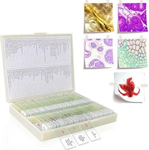 100Pcs Prepared Microscope Slides Set Professional Specimens for Kids Student Homeschool Use