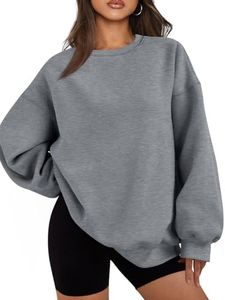 EFAN Womens Sweatshirts Hoodies Oversized Sweaters Crewneck Fleece Casual Tops Basic Comfy Fall Fashion Clothes 2026 Plus Size Maternity Workout Lounge Wear Winter Outfits DarkGrey XL