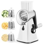 EASE8 Rotary Cheese Grater & Vegetable Chopper/Slicer- Efficient & Easy Cutting with 3 Interchangeable Drum Blades- Perfect for Cheese, Cucumber, Carrot, Nuts, and More