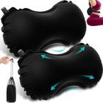 GlikCeil 2 Pcs Inflatable Lumbar Pillow for Airplane Travel Inflatable Travel Pillow Lumbar Support Pillow for Car Airplane Back Support for Cushion Seat Chair Plane Neck Flight Sleeping (Black)