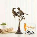 Two Moustaches Brass Love Birds on Tree Showpiece for Home Decor, 9 Inches, 1.05 Kg, Home Decor Show Piece, Figurines for Home Decor, Home Decor Artifacts, Standard, Multicolour, 1 Piece