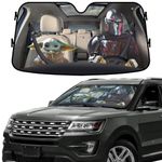 GENANY Star Movie Baby Alien Guard Funny Windshield Sun Shade for Car SUV Truck (55x30 Inches), Car Sun Shade Windshield, Car Shades for Front Windows, Sunshade for Car, Protector Blocks UV