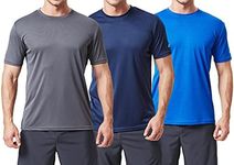 TEX2FIT Men's 3 Pack Active Sport Quick Dry T-Shirts (3 pcs Set) (S, Dark Grey/Navy/Royal Blue)