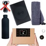 Gym Fit Kit for Him | Christmas or Birthday Gift Ideas for Men | Workout Towel, Skipping Rope, Exercise Logbook, Insulated Water Bottle and Unique Weight Keychain