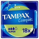 Tampax Compak Super Tampons with Applicator, 18 Tampons, Leak Protection and Discretion, Super Absorbent