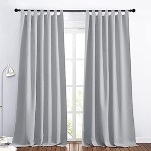 PONY DANCE Rideau Occultant Extérieur/Interieur - Rideaux et Draperies Isolant Lumière Anti Vent Froid a Pattes Fixation pour Pergola, Terrasse, Maison, 132 x 243 cm, Gris Argenté, 2 Pcs
