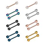 VCMART 14pcs 14G 14mm Tongue Rings Nipple Straight Barbells Surgical Steel Body Piercing Jewelry