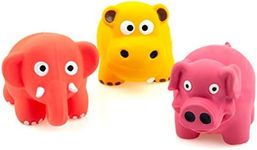 Chiwava 3 Pack 3.2'' Squeak Latex Puppy Toy Lovely Standing Animal Sets Pet Interactive Play for Small Dogs Assorted Color