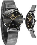 OLEVS Watch Women Black Watches for Women Ultra Thin Mesh Womens Watch for Small Wrist Water Resistant Luxury Ladies Watches with Date Analog Quartz Female Elegant Simple Reloj para Mujer