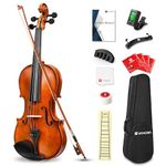 Vangoa 4/4 Solid Wood Acoustic Violin Full Size Fiddle Set for Beginner Adult Student Teen Kids with Violin Case, Bow, Rosin, Shoulder Rest, Tuner, Strings, Manual