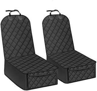 Qlf yuu Front Car Seat Covers Nonslip Scratch Proof Dog Car Seat Cover, 100% Waterproof Car Seat Protector with Anchor, Washable Pet Dog Seat Covers for Cars Trucks SUV (Black, 2 Pieces)