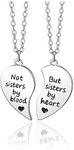 Jovivi Silver Tone Alloy BFF Necklace for 2 Best Friends Not Sisters by Blood But Sisters by Heart Matching Friendship Necklaces Women Jewelry Gift