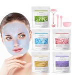 Jelly Face Mask for Facials-5 Flavors DIY Spa Peel off Jelly Mask Powder with Professional Face Mask Mixing Bowl Set&Free Jade Roller,Face Mask Skin Care,Hydrating for Wrinkles,23 Fl OZ Mask Set of 9
