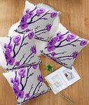 HIMS Decorative Flower Throw Pillow Covers 22x22 Set of 4,Two Sided Design Decorative Leaf Pillows Case Cushion Cover for Home 22x22 Pillow Covers Blue (22x22inch, Purple)