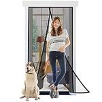 Magnetic Screen Door Retractable Mesh for Standard American 80" x 36" to 82" x 38" Size Doors Pet Net Patio Hands Free Magic Automatic Self Sealing Closing Closure Black