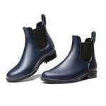 DREAM PAIRS Wellington Boots Women Ankle Ladies Wellies Short Chelsea Booties Waterproof Rain Boots,SDRB2201W-E,Navy,Size 9