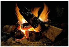 lepni.me Wall stickers Fireplace With Burning Log Fire Holiday Wall Decal Decoration Firewoods Flames Photorealistic Art Poster (Large Log Fire)